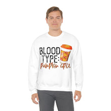 Load image into Gallery viewer, Blood Type Pumpkin Spice Fall Crewneck Sweatshirt
