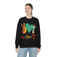 Load image into Gallery viewer, Peace, Love, Pumpkin Spice Fall Crewneck Sweatshirt
