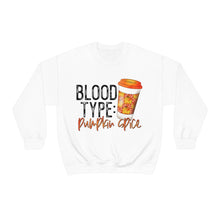 Load image into Gallery viewer, Blood Type Pumpkin Spice Fall Crewneck Sweatshirt
