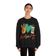 Load image into Gallery viewer, Peace, Love, Pumpkin Spice Fall Crewneck Sweatshirt
