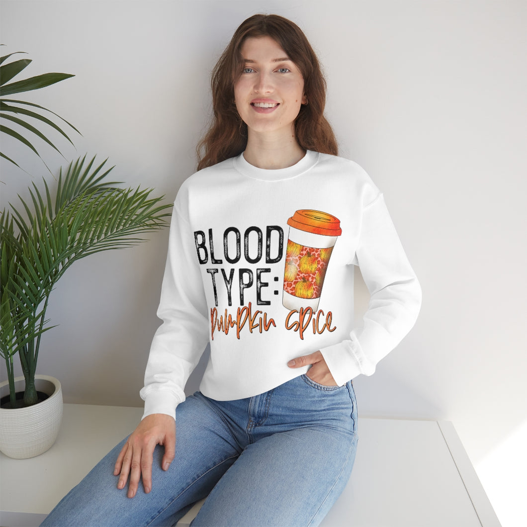 Blood Type Pumpkin Spice Fall Crewneck Sweatshirt