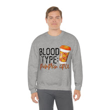 Load image into Gallery viewer, Blood Type Pumpkin Spice Fall Crewneck Sweatshirt
