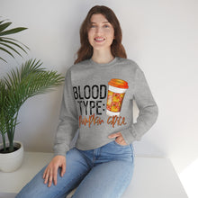 Load image into Gallery viewer, Blood Type Pumpkin Spice Fall Crewneck Sweatshirt
