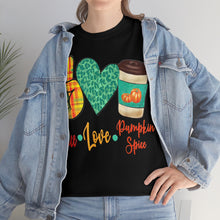 Load image into Gallery viewer, Peace, Love, Pumpkin Spice Fall Cotton Tee
